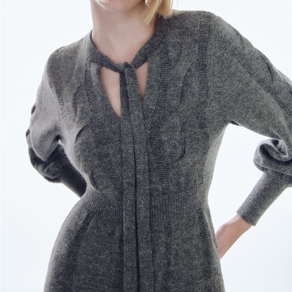 ZARA CABLE-KNIT DRESS - Picture 4 of 8
